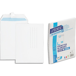 GPV Paquet de 10 pochettes vélin Blanc fond Gris 90g auto-adhésives format C5 162x229mm référence 6628 GPV Paquet de 10 pochettes vélin Blanc fond Gris 90g auto-adhésives format C5 162x229mm référence 6628