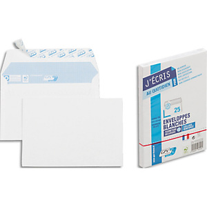 GPV Paquet de 25 enveloppes Blanches auto-adhésives 90 grammes format 114x162mm référence 21301 GPV Paquet de 25 enveloppes Blanches auto-adhésives 90 grammes format 114x162mm référence 21301