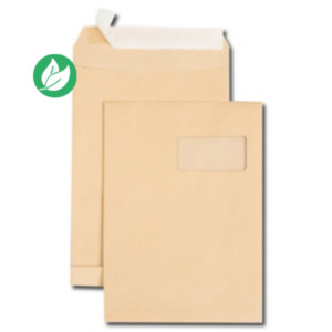 GPV Pochette kraft brun 229 x 324 mm fenêtre 50 x 100 mm - 120g soufflet 3 cm - auto-adhésive bande protectrice - Lot de 250 GPV Pochette kraft brun 229 x 324 mm fenêtre 50 x 100 mm - 120g soufflet 3 cm - auto-adhésive bande protectrice - Lot de 250