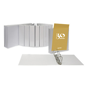 GRAFOPLAS Carpeta personalizable de 4 anillas de tipo D de 40 mm, A4, lomo 60 mm, polipropileno, blanco GRAFOPLAS Carpeta personalizable de 4 anillas de tipo D de 40 mm, A4, lomo 60 mm, polipropileno, blanco