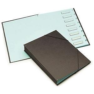 GRAFOPLAS Clasificador con gomas, lomo con fuelle, cartón forrado, Folio, 8 separadores, Negro GRAFOPLAS Clasificador con gomas, lomo con fuelle, cartón forrado, Folio, 8 separadores, Negro