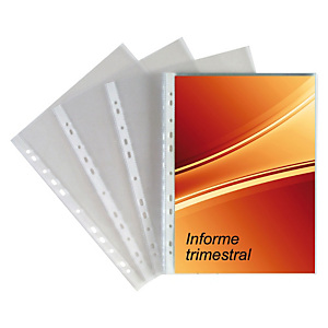 GRAFOPLAS Funda perforada, A4, polipropileno de 70 micras, 11 orificios, lisa, transparente GRAFOPLAS Funda perforada, A4, polipropileno de 70 micras, 11 orificios, lisa, transparente