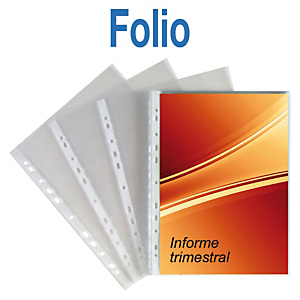GRAFOPLAS Funda perforada, Folio, polipropileno de 70 micras, 16 orificios, lisa, transparente GRAFOPLAS Funda perforada, Folio, polipropileno de 70 micras, 16 orificios, lisa, transparente