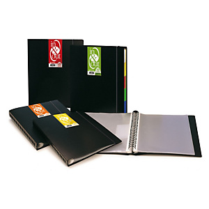 GRAFOPLAS In & Out Carpeta de fundas extraíbles de espiral A4, 40 fundas rugosas, negro