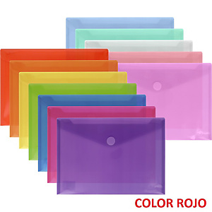 Grafoplas Multiline Sobre de polipropileno rayado, con cierre adhesivo textil, Folio+ horizontal, rojo, paquete de 10 sobres Grafoplas Multiline Sobre de polipropileno rayado, con cierre adhesivo textil, Folio+ horizontal, rojo, paquete de 10 sobres