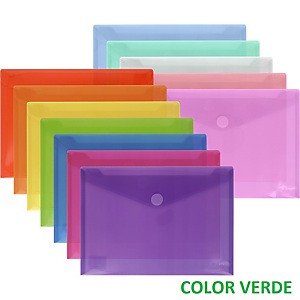 Grafoplas Multiline Sobre de polipropileno rayado, con cierre adhesivo textil, Folio+ horizontal, verde, paquete de 10 sobres Grafoplas Multiline Sobre de polipropileno rayado, con cierre adhesivo textil, Folio+ horizontal, verde, paquete de 10 sobres