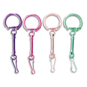 GRAINE CREATIVE 10 porte-clés mousquetons couleurs assorties métal, Violet, Rose, Saumon, Vert clair