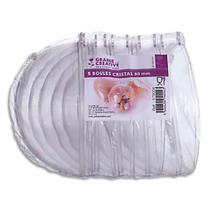 GRAINE CREATIVE Lot de 5 boules en plastique cristal à décorer, diamètre 80mm qualité alimentaire GRAINE CREATIVE Lot de 5 boules en plastique cristal à décorer, diamètre 80mm qualité alimentaire