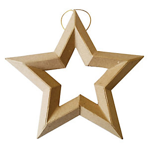 GRAINE CREATIVE Suspension étoile en carton Brun, à décorer, dimensions 19 x 20 x 2,5 cm