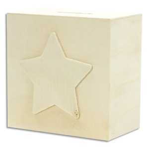 GRAINE CREATIVE Tirelire étoile en bois 10 x 10 x 6cm, à décorer : peinture, collage, mosaique, gluepatch GRAINE CREATIVE Tirelire étoile en bois 10 x 10 x 6cm, à décorer : peinture, collage, mosaique, gluepatch
