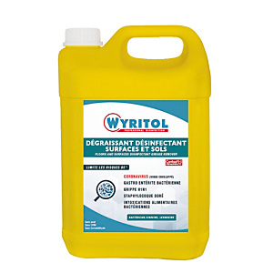 Dégraissant désinfectant surfaces et sols Wyritol, bidon de 5 L Dégraissant désinfectant surfaces et sols Wyritol, bidon de 5 L