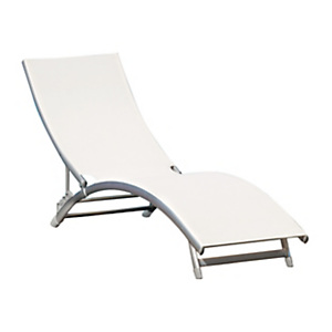 GREENWOOD Lettino mare Onda, 51 x 184 x 30 cm, Struttura in alluminio Bianco, Tessuto Textilene Ecrù GREENWOOD Lettino mare Onda, 51 x 184 x 30 cm, Struttura in alluminio Bianco, Tessuto Textilene Ecrù