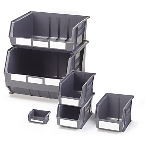 Grey louvre plastic storage bins Grey louvre plastic storage bins