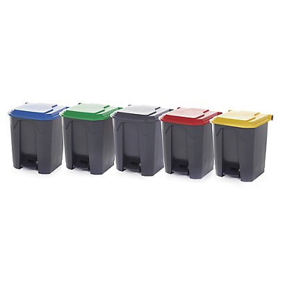 Grey Pedal Bins with Coloured Lids - 1