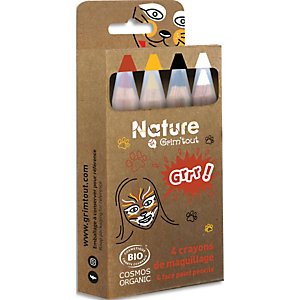 GRIM TOUT Boîte de 4 crayons de maquillage certifiés bio naturel - GRRR! Pour le maquillage animalier