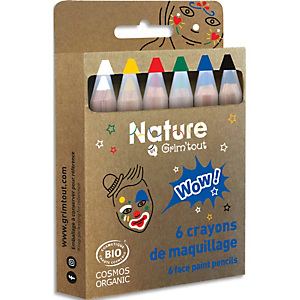 GRIM TOUT Boîte de 4 crayons de maquillage certifiés bio naturel - WOW! Idéal pour le maquillage simple