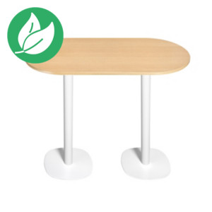 Guéridon Caféteria NewLine ovale pied fonte H. 110 cm - Plateau Hêtre 120 x 70 cm - Pied Blanc Guéridon Caféteria NewLine ovale pied fonte H. 110 cm - Plateau Hêtre 120 x 70 cm - Pied Blanc