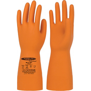 Guanti in lattice di gomma naturale, Protezione chimica e microbiologica, Taglia 9, Arancio Guanti in lattice di gomma naturale, Protezione chimica e microbiologica, Taglia 9, Arancio