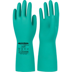 Guanti in nitrile interamente rivestito, Protezione chimica e microbiologica, Taglia 7, Verde (paio) Guanti in nitrile interamente rivestito, Protezione chimica e microbiologica, Taglia 7, Verde (paio)