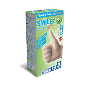 Guanti monouso Smilex Vinix in vinile senza polvere, Taglia M (7/7½), Bianco (confezione 100 pezzi) Guanti monouso Smilex Vinix in vinile senza polvere, Taglia M (7/7½), Bianco (confezione 100 pezzi)