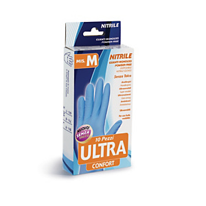 Guanti monouso Ultra in nitrile senza talco, Blu, Taglia Media/Medium (confezione 10 pezzi) Guanti monouso Ultra in nitrile senza talco, Blu, Taglia Media/Medium (confezione 10 pezzi)