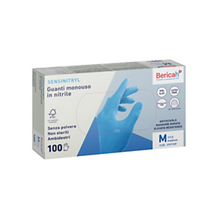 Guanto monouso Sensinitryl in nitrile senza polvere, Taglia XS (5/5,5), Azzurro (confezione 100 pezzi) Guanto monouso Sensinitryl in nitrile senza polvere, Taglia XS (5/5,5), Azzurro (confezione 100 pezzi)