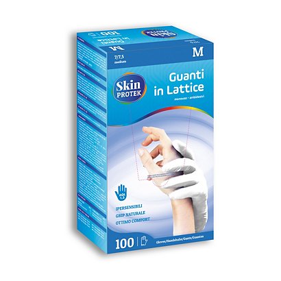 Guanto monouso Skin Protek in lattice , Taglia L (8/8½), Bianco (confezione 100  pezzi) - Guanti Protettivi