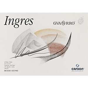 GUARRO-CANSON Ingres, Bloc de dibujo, encolado, 108g, A3+, 20 hojas