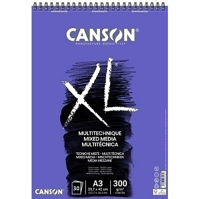 GUARRO-CANSON XL Mix media Bloc de dibujo, espiral, 300g, A3, 30 hojas, microperforado