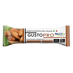 GUSTO PRO Barretta proteica cioccolato fondente e mandorle, Senza zuccheri aggiunti, 40 g