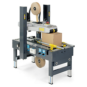 Halbautomatische Kartonverschliessmaschine mit selbständiger Formateinstellung Halbautomatische Kartonverschliessmaschine mit selbständiger Formateinstellung