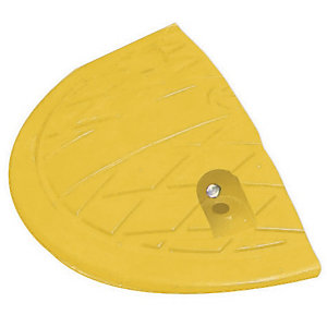 Halve cirkel einddop voor verkeersdrempels in modules 5 cm geel