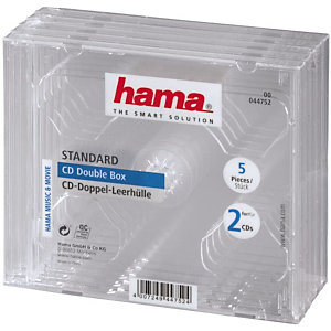 Hama Caja doble para CD / DVD / Blu-rays, poliestireno, transparente, formato estándar