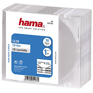 Hama Caja para CD / DVD / Blu-rays, poliestireno, transparente, formato estrecho