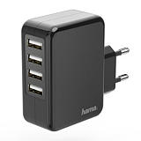 Hama Cargador USB de pared, 4x USB, 4,8 A, negro Hama Cargador USB de pared, 4x USB, 4,8 A, negro