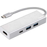 Hama Hub USB 3.1 tipo C, aluminio, 2x USB-A, USB-C, HDMI, plateado Hama Hub USB 3.1 tipo C, aluminio, 2x USB-A, USB-C, HDMI, plateado