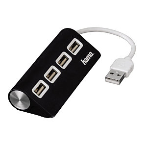 Hama USB 2.0 1:4-hub, busgevoed, zwart