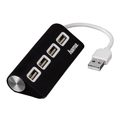 Hama USB 2.0 1:4-hub, busgevoed, zwart - 1