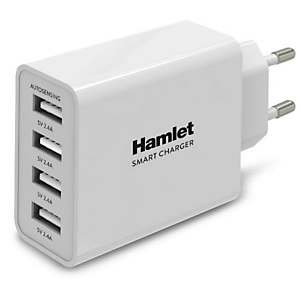 HAMLET, Accessori notebook, Alimentatore parete 4x usb 5v 25w, XPWCU425 HAMLET, Accessori notebook, Alimentatore parete 4x usb 5v 25w, XPWCU425