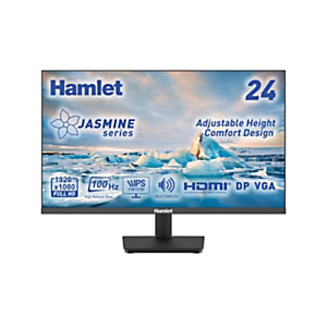 HAMLET Monitor multimediale HM24JF-VDR 23,8" FHD IPS 100Hz Linea Jasmine, Regolabile in altezza, Nero HAMLET Monitor multimediale HM24JF-VDR 23,8" FHD IPS 100Hz Linea Jasmine, Regolabile in altezza, Nero