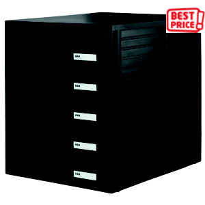 HAN Cassettiera a 5 cassetti System Box, 27,5 x 33 x 32 cm, Struttura e Cassetti Nero