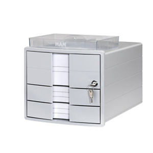 Han Cassettiera da scrivania con serratura Impuls, 3 cassetti chiusi, con inserto, Grigio chiaro Han Cassettiera da scrivania con serratura Impuls, 3 cassetti chiusi, con inserto, Grigio chiaro
