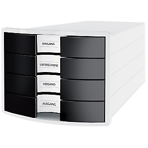 Han Impuls Cassettiera da scrivania, 4 cassetti chiusi, Bianco/Nero Han Impuls Cassettiera da scrivania, 4 cassetti chiusi, Bianco/Nero