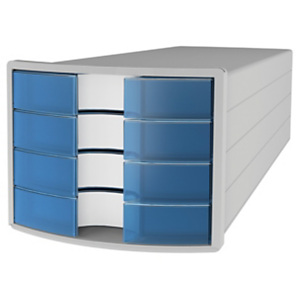 Han Impuls Cassettiera da scrivania, 4 cassetti chiusi, Blu traslucido Han Impuls Cassettiera da scrivania, 4 cassetti chiusi, Blu traslucido