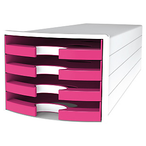 Han Impuls Trend Cassettiera da scrivania, 4 cassetti aperti, Fucsia