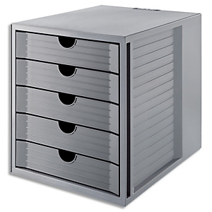 HAN Module classement Systembox Karma 5 tiroirs PS recyclé. Ange Bleu. Dim (lxhxp) : 27,5x32x33 cm. Gris HAN Module classement Systembox Karma 5 tiroirs PS recyclé. Ange Bleu. Dim (lxhxp) : 27,5x32x33 cm. Gris