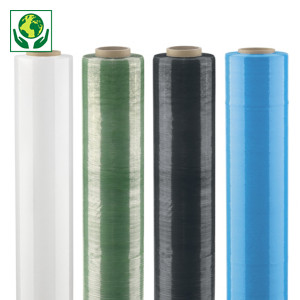 Hand-Stretchfolie RAJA 80% recycelt, transparent und farbig, 15-20 µ
