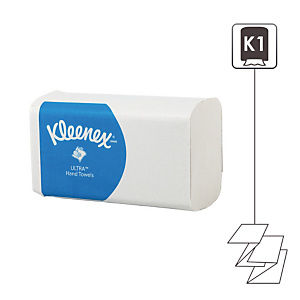 Handdoekjes in elkaar gevouwen Kleenex Airflex Ultra, set van 15x96 dus 1440 Handdoekjes in elkaar gevouwen Kleenex Airflex Ultra, set van 15x96 dus 1440