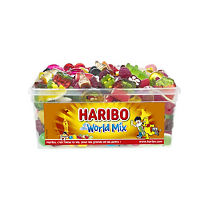 Haribo World Mix assortiment de bonbons tendres parfums fruités - Boîte de 900g