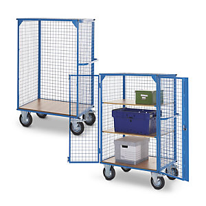 Heavy duty distribution trolley with plywood shelves